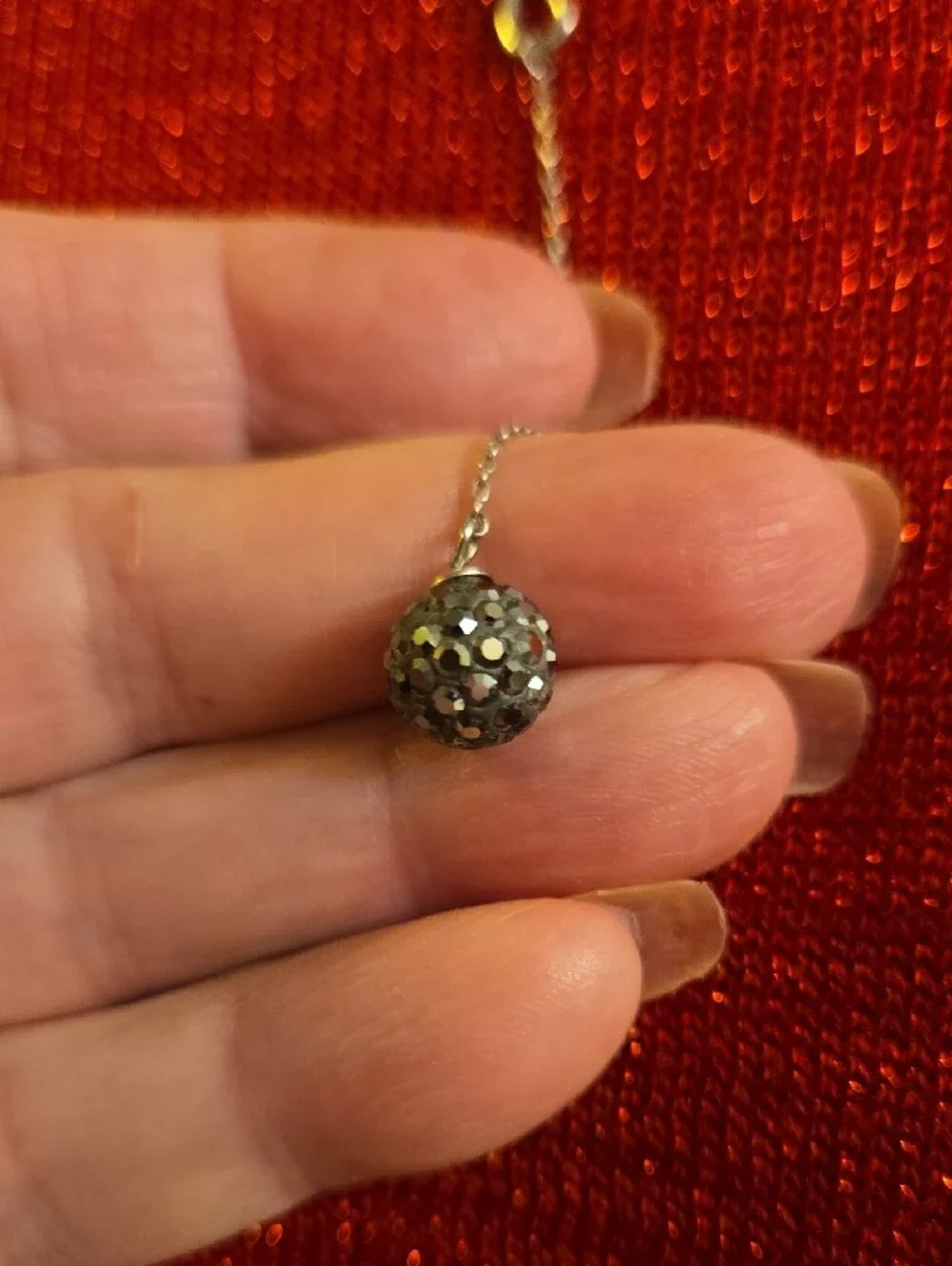 Sterling Silver Infinity Lariat Necklace with Pave Ball Drop - Silver